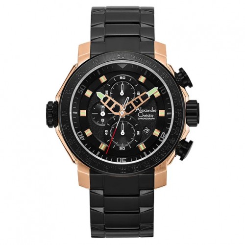 Alexandre Christie AC 6565 Rosegold Black Steel MCBBRBA
